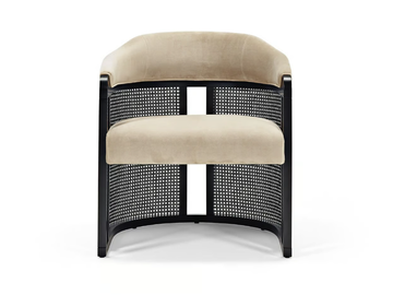 GRACE VINTAGE - Velvet and Vienna straw easy chair with armrests by Casa Magna - view 2